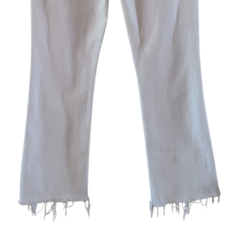 MOTHER The Hustler Ankle Fray Hem Jeans White Straight Flare - Picture 12 of 15